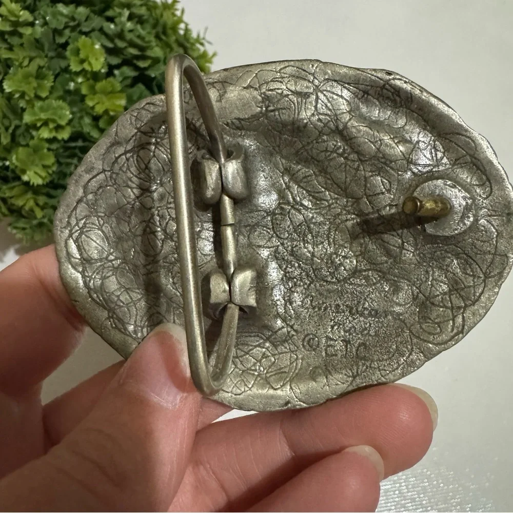 Vintage‎ Silver Toned Metal Eagle Belt Buckle Patriotic America Biker Motocycle